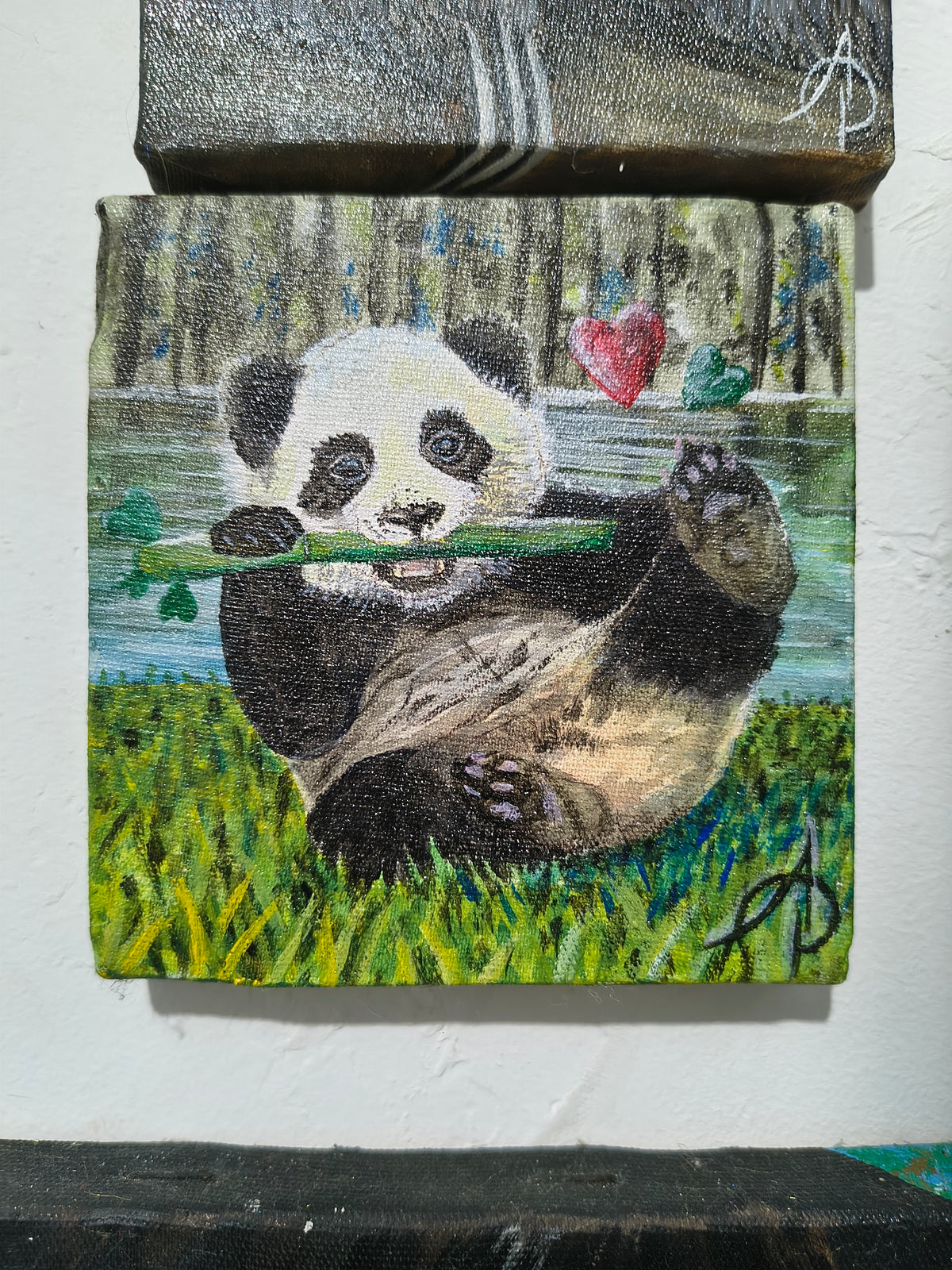 Mini pintura original PANDA 10x10cm