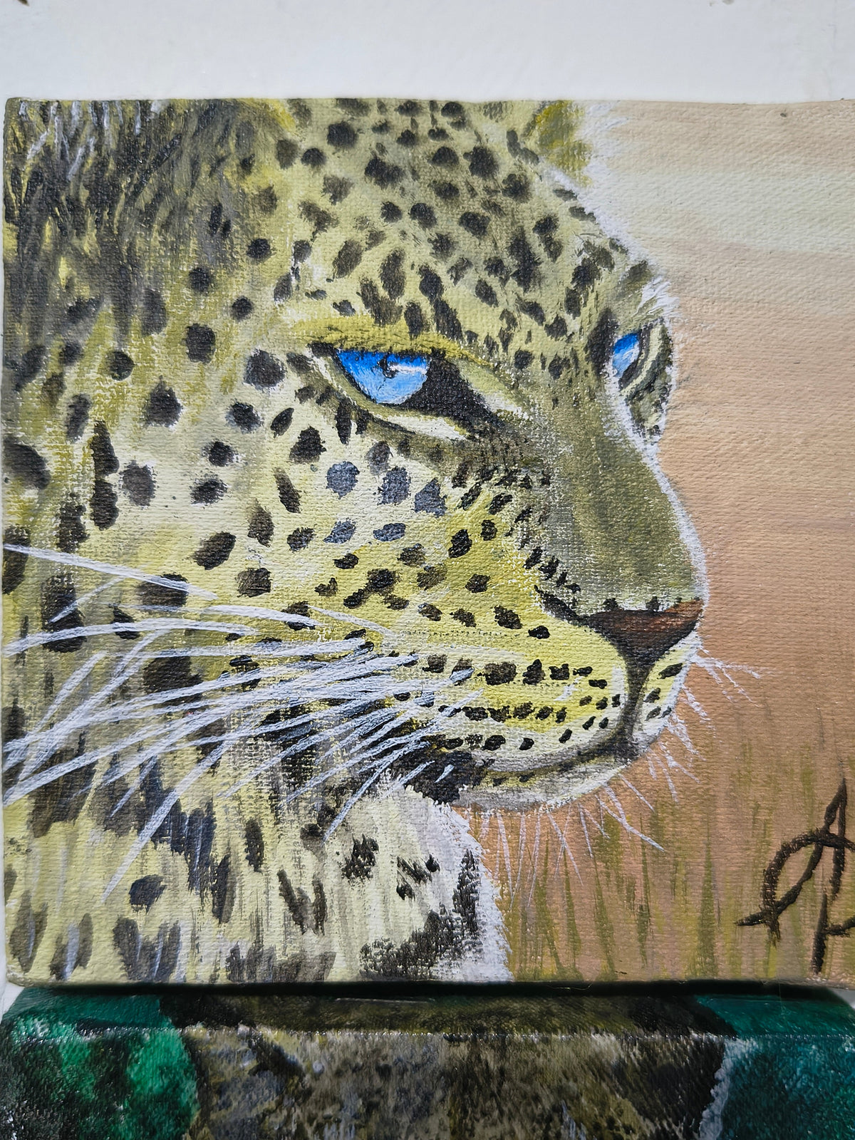 Mini pintura original LEOPARDO 10x10cm